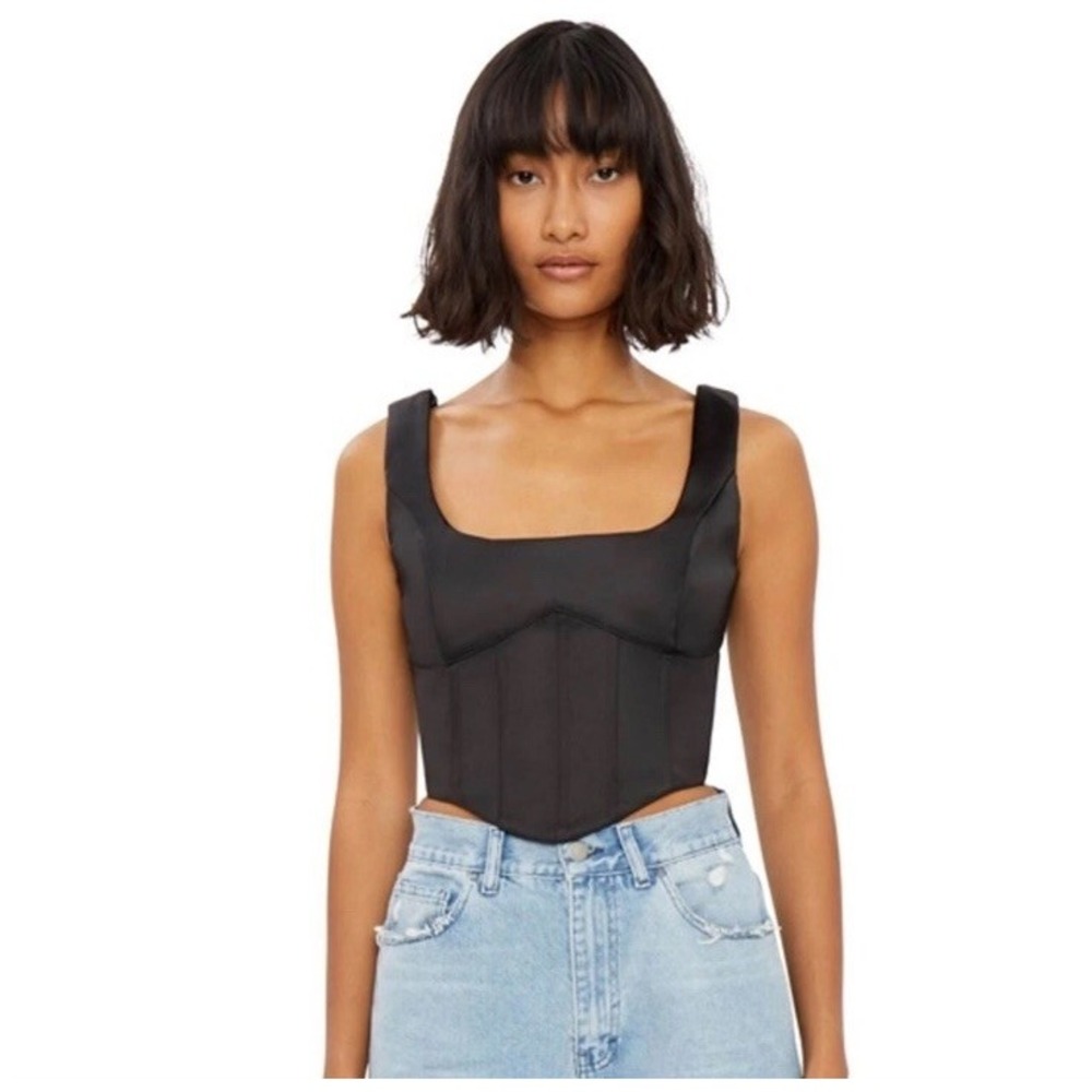 Danielle Guizio Women's Black Lace Up Corset Sleeveless Witchy Goth Vampire XS?